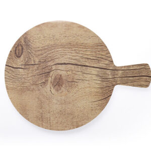 Chef Inox Melamine Serving Board - wood oak effect round with handle